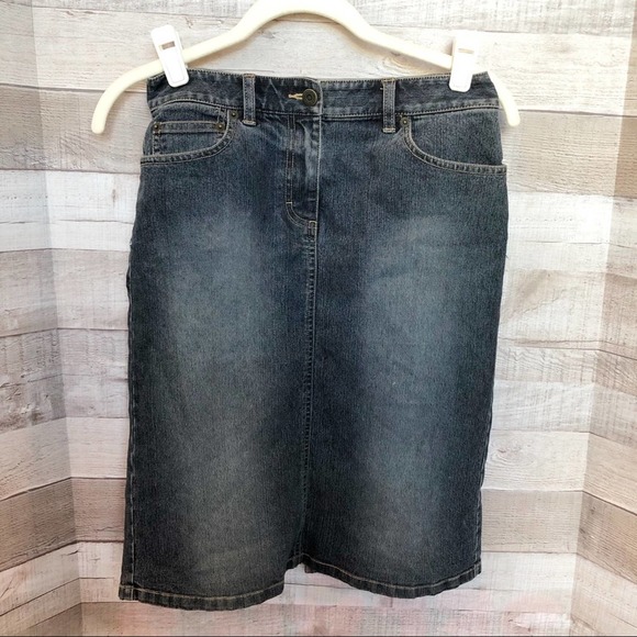 Ann Taylor LOFT Stretch Denim Knee-Length Skirt, size 0 - Picture 3 of 7